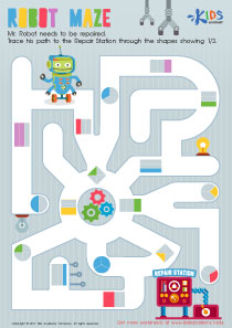 Robot Maze Worksheet: Printable PDF for Kids